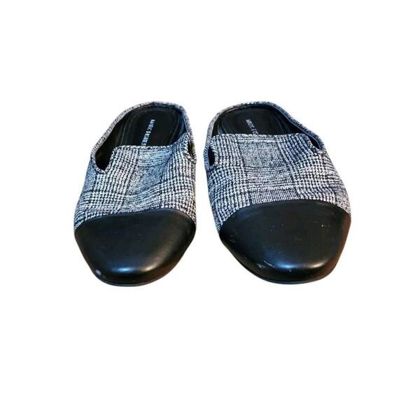 Marc Fisher Blk Gray Tweed Print Studded Heel Slip On Slides Sz 9.5 M - Picture 3 of 8